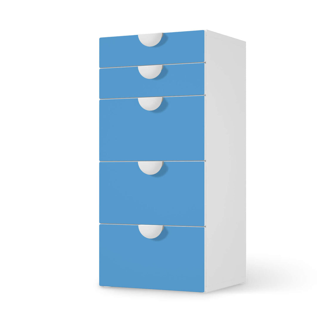 Möbel Klebefolie Blau Light - IKEA Smastad Kommode - 5 Schubladen  - weiss