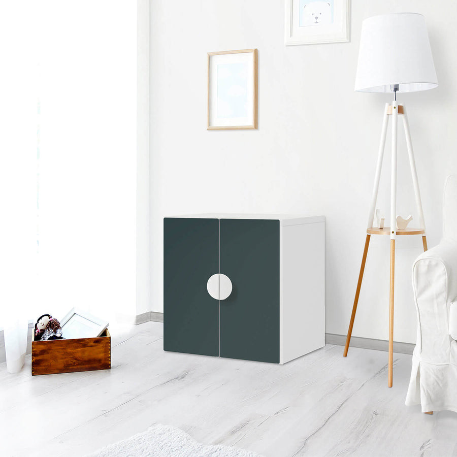 Selbstklebende Folie Blaugrau Dark - IKEA Smastad Schrank - 2 kleine Türen - Kinderzimmer
