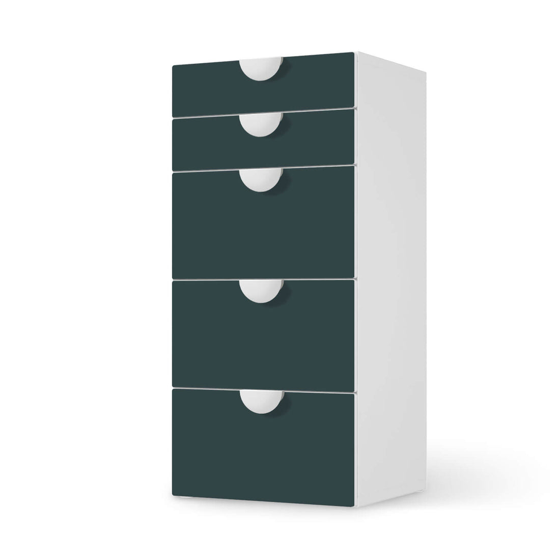 Möbel Klebefolie Blaugrau Dark - IKEA Smastad Kommode - 5 Schubladen  - weiss