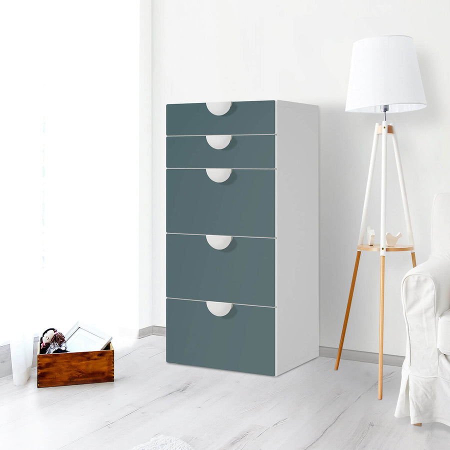 Möbel Klebefolie Blaugrau Light - IKEA Smastad Kommode - 5 Schubladen - Kinderzimmer