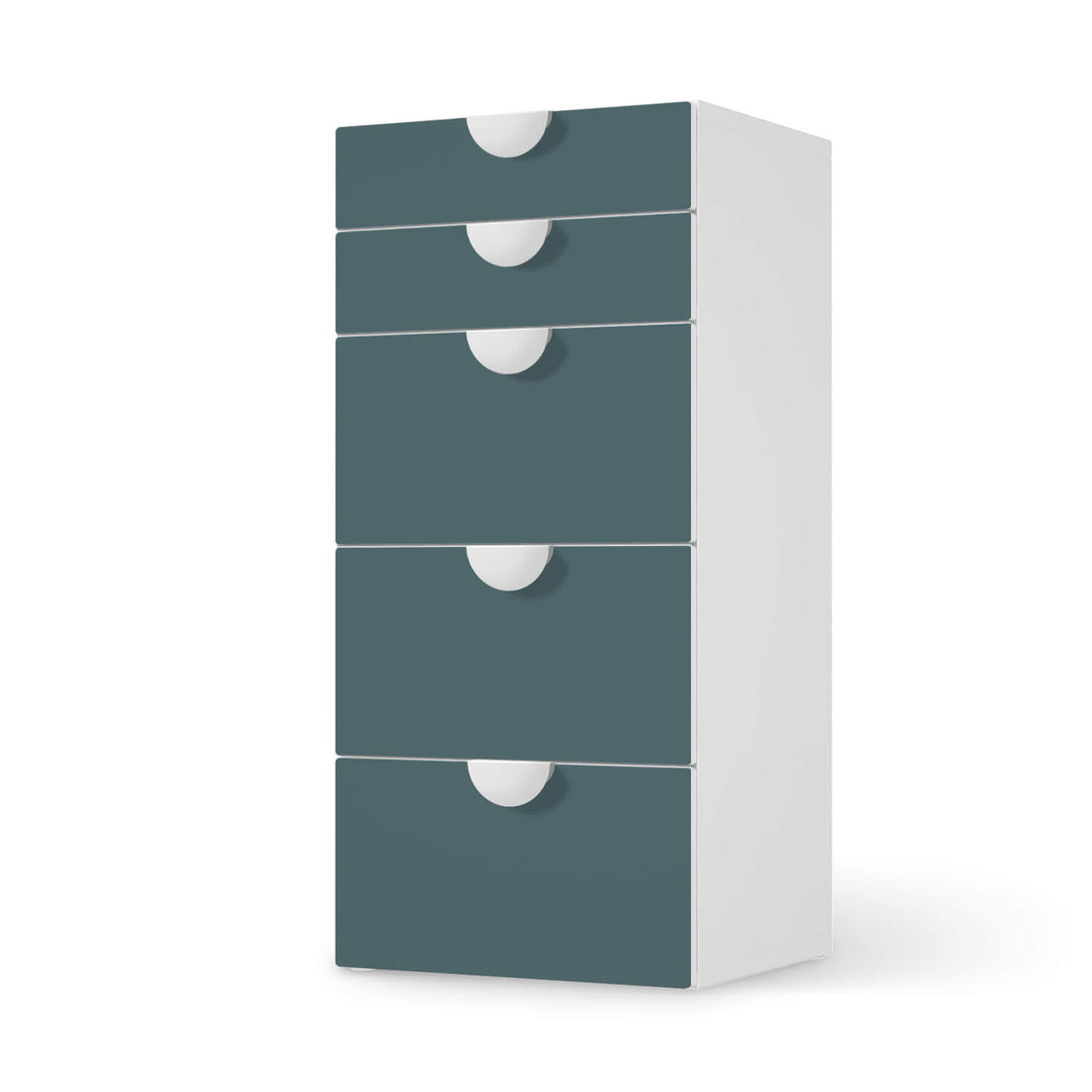 Möbel Klebefolie Blaugrau Light - IKEA Smastad Kommode - 5 Schubladen  - weiss