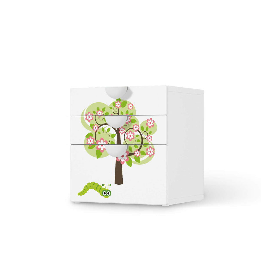 Folie für Möbel Blooming Tree - IKEA Smastad Kommode - 3 Schubladen  - weiss