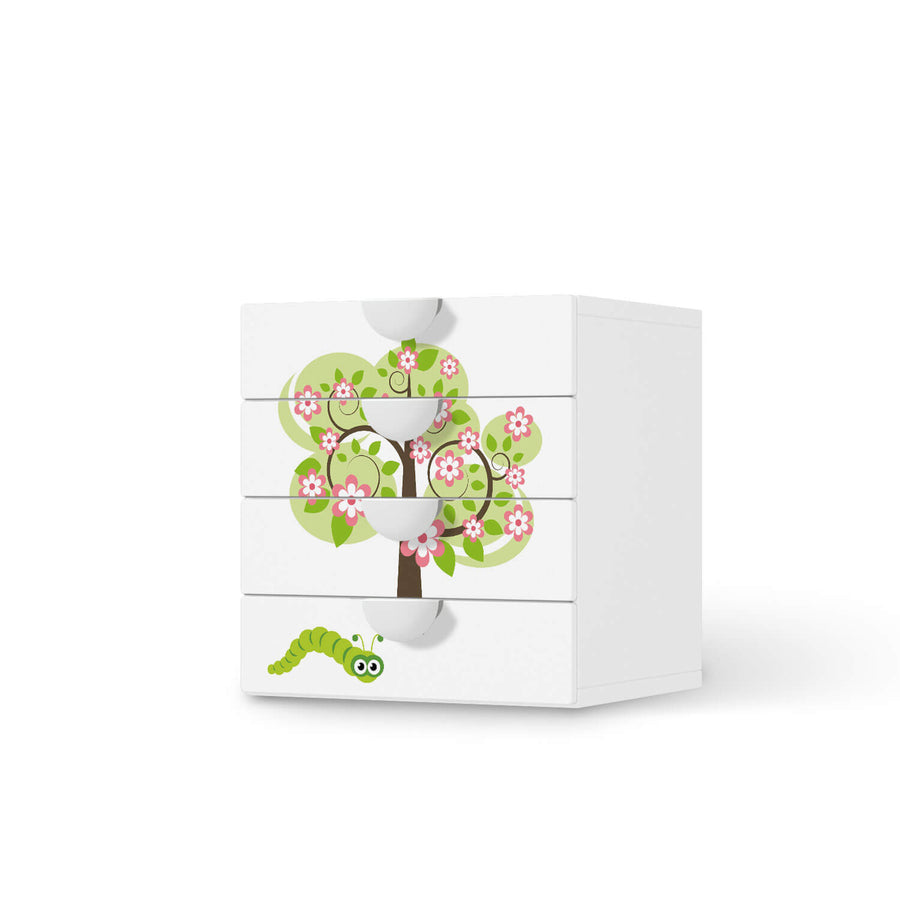 Klebefolie Blooming Tree - IKEA Smastad Kommode - 4 Schubladen  - weiss
