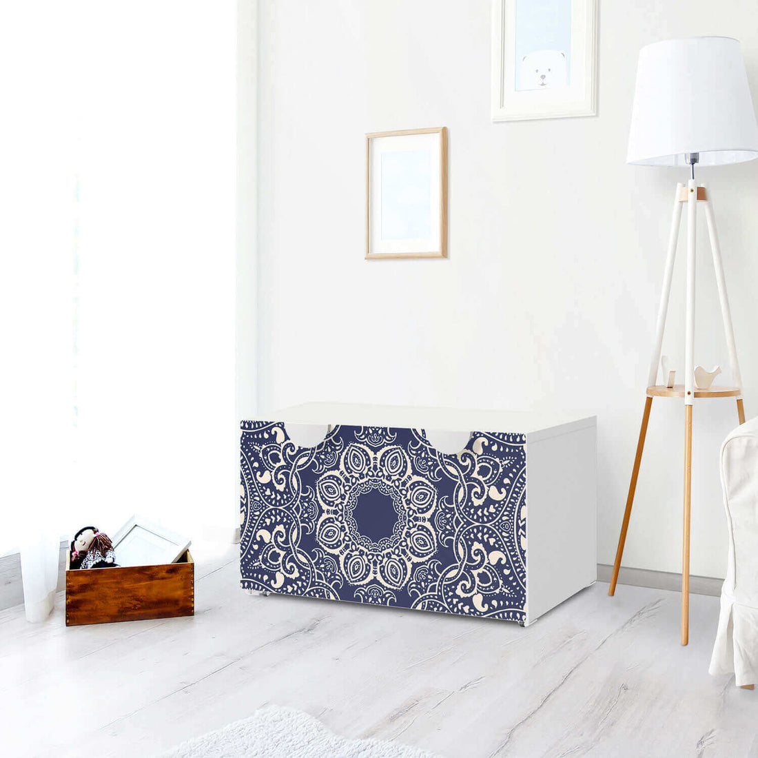 Möbelfolie Blue Mandala - IKEA Smastad Bank mit Kasten - Kinderzimmer