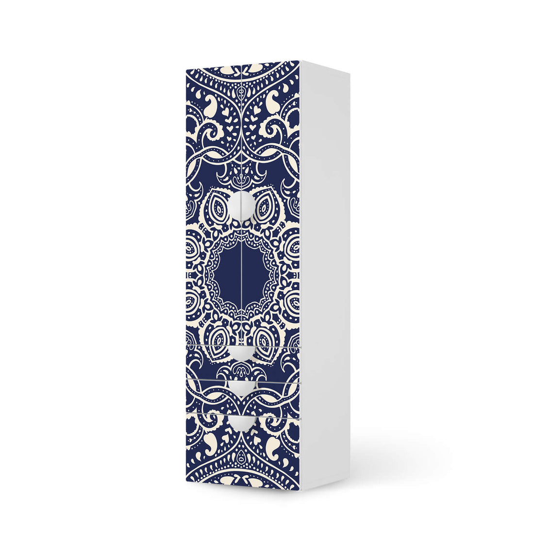 Klebefolie Blue Mandala - IKEA Smastad kombiniert - 3 Schubladen und 2 große Türen  - weiss