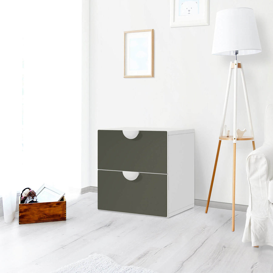 Klebefolie für Möbel Braungrau Dark - IKEA Smastad Kommode - 2 Schubladen - Kinderzimmer