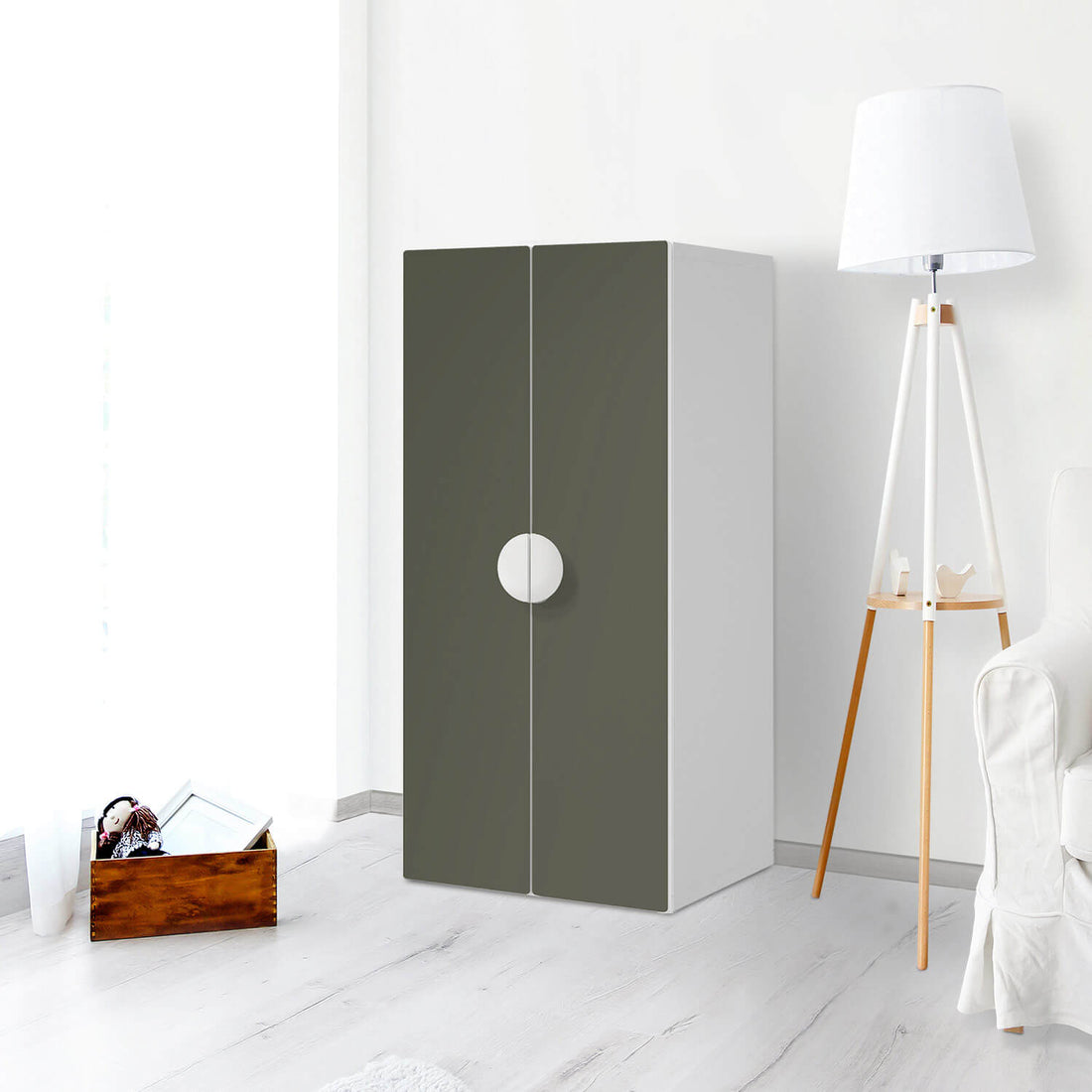 Möbelfolie Braungrau Dark - IKEA Smastad Schrank - 2 große Türen - Kinderzimmer