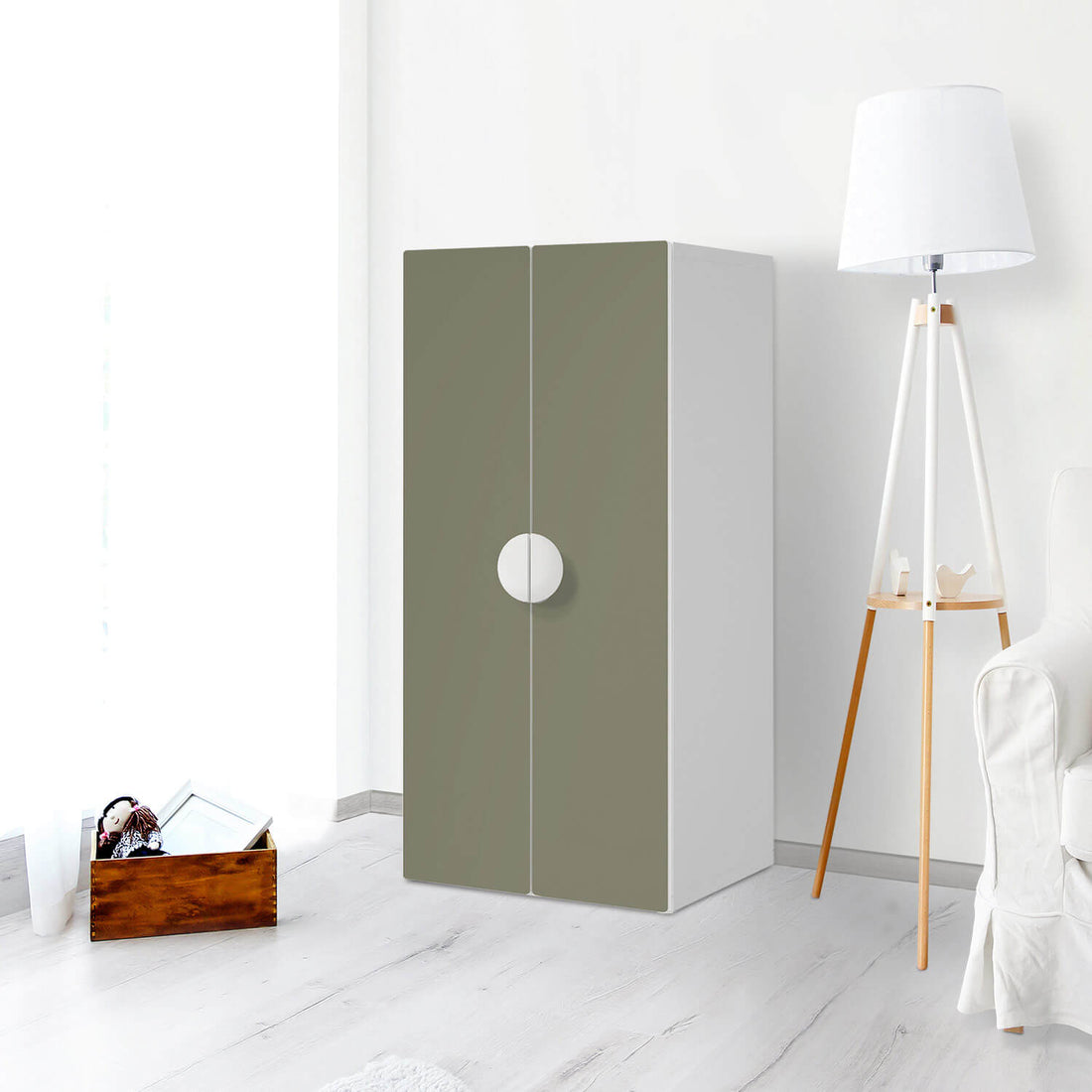 Möbelfolie Braungrau Light - IKEA Smastad Schrank - 2 große Türen - Kinderzimmer