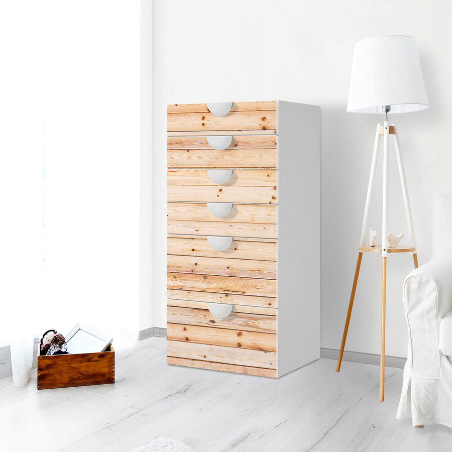 Klebefolie für Möbel Bright Planks - IKEA Smastad Kommode - 6 Schubladen - Kinderzimmer