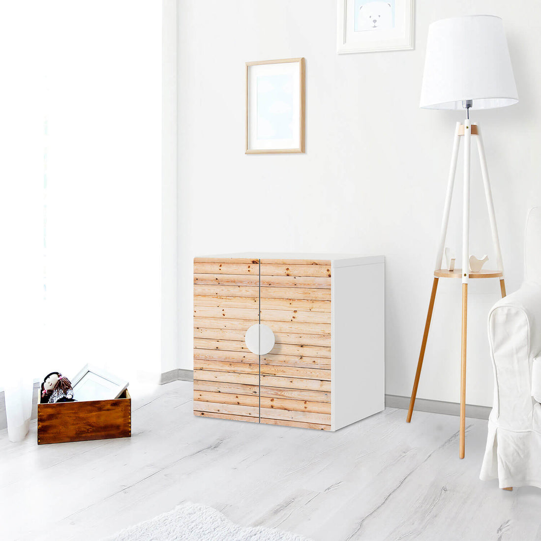 Selbstklebende Folie Bright Planks - IKEA Smastad Schrank - 2 kleine Türen - Kinderzimmer