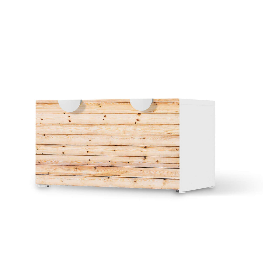 Möbelfolie Bright Planks - IKEA Smastad Bank mit Kasten  - weiss