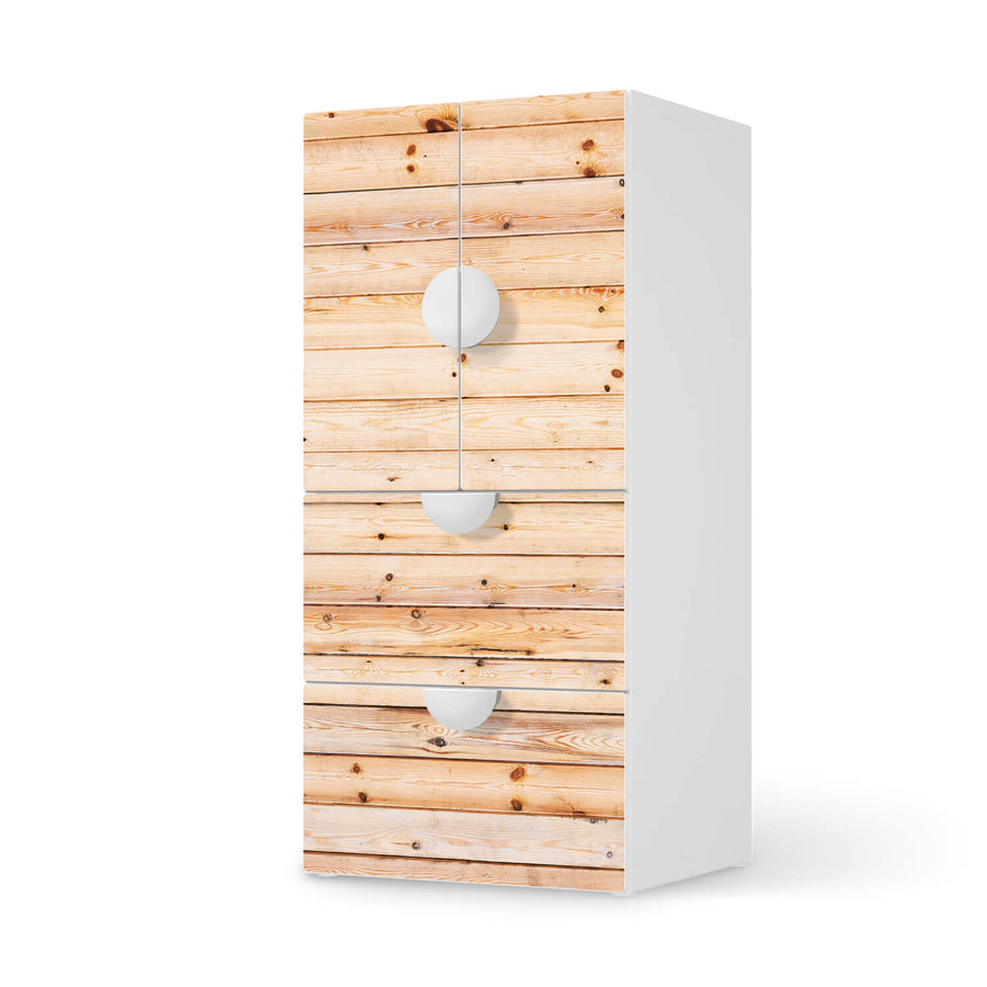 Möbelfolie Bright Planks - IKEA Smastad kombiniert - 2 Schubladen und 2 kleine Türen  - weiss
