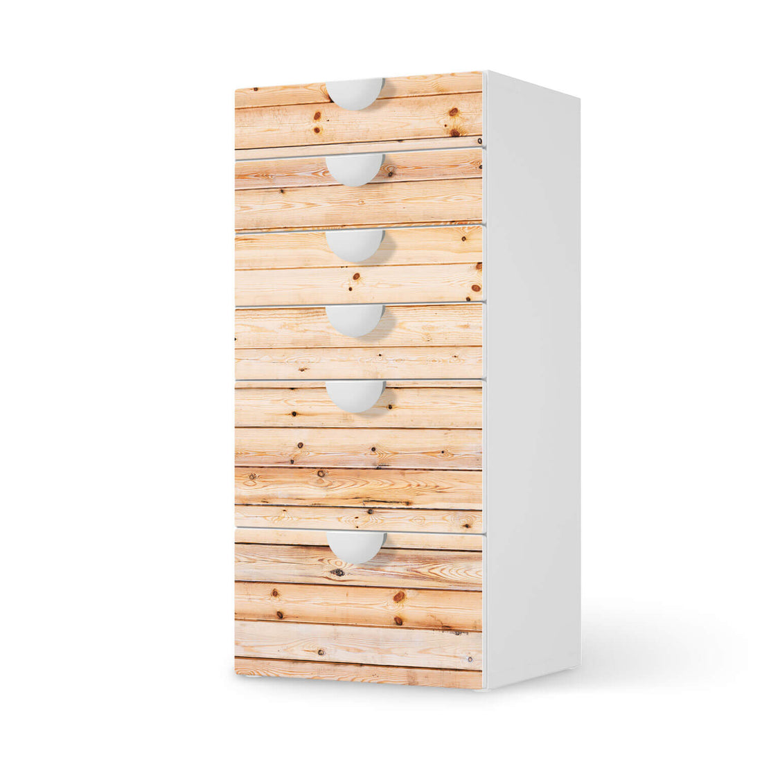 Klebefolie für Möbel Bright Planks - IKEA Smastad Kommode - 6 Schubladen  - weiss
