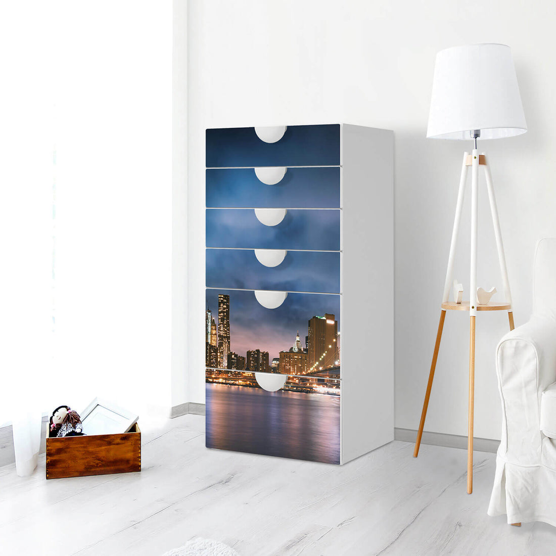 Klebefolie für Möbel Brooklyn Bridge - IKEA Smastad Kommode - 6 Schubladen - Kinderzimmer