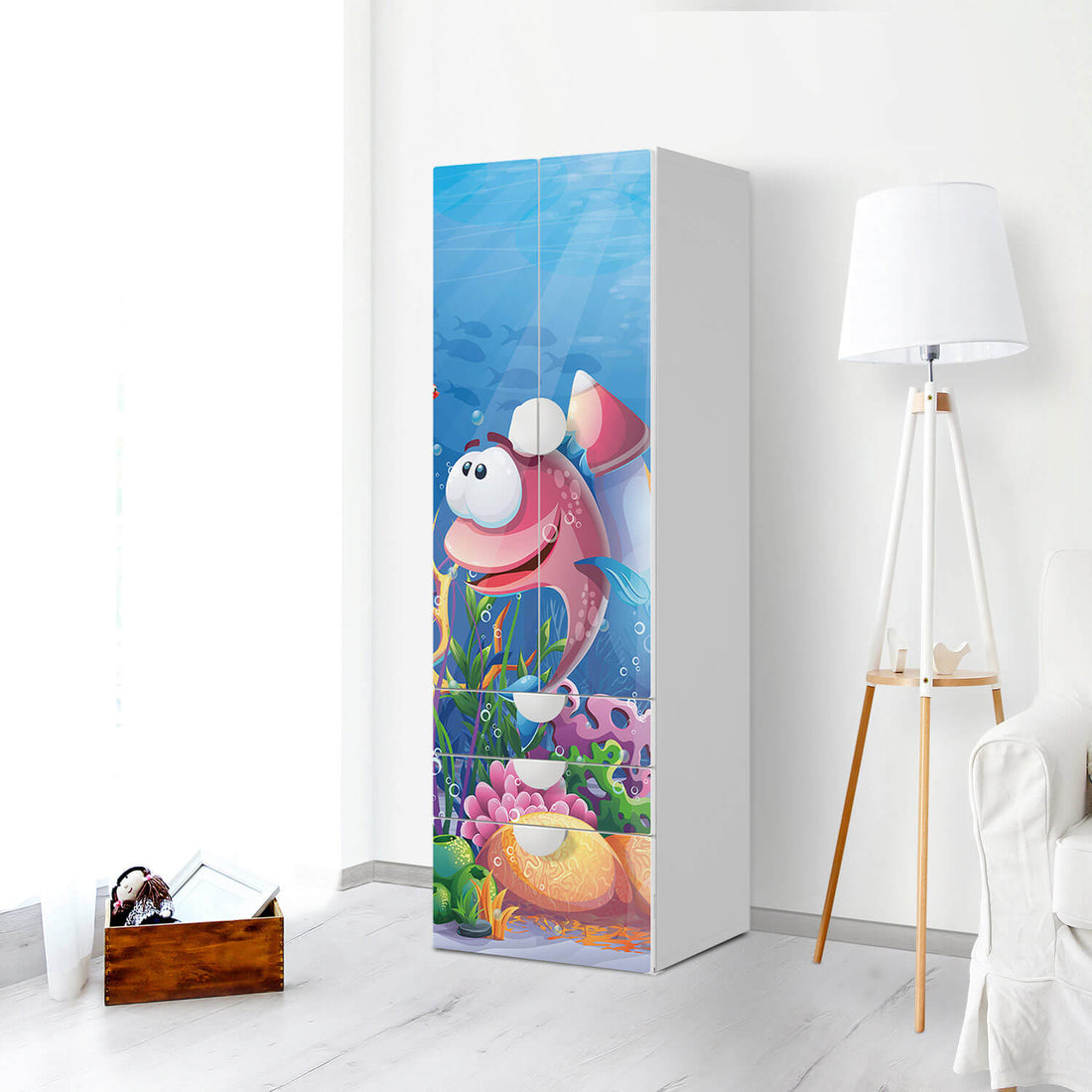 Klebefolie Bubbles - IKEA Smastad kombiniert - 3 Schubladen und 2 große Türen - Kinderzimmer