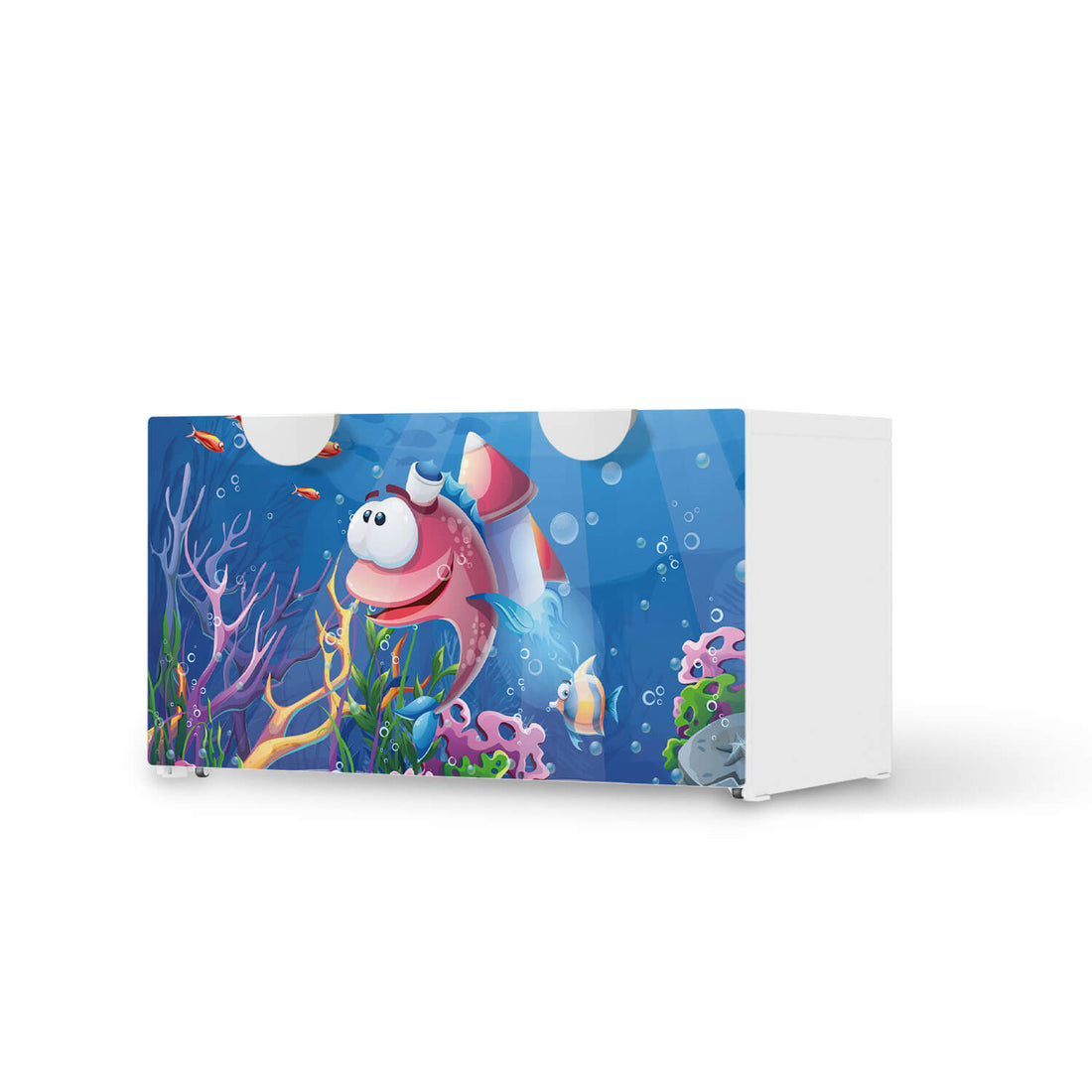 Möbelfolie Bubbles - IKEA Smastad Bank mit Kasten  - weiss