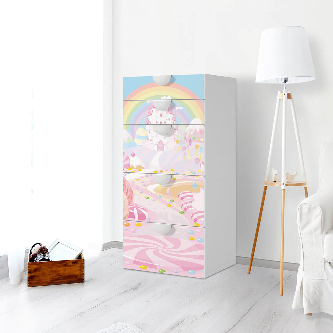 Möbel Klebefolie Candyland - IKEA Smastad Kommode - 5 Schubladen - Kinderzimmer
