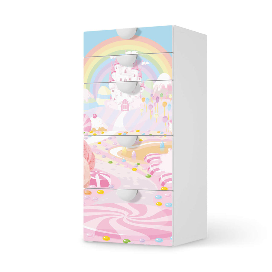 Möbel Klebefolie Candyland - IKEA Smastad Kommode - 5 Schubladen  - weiss