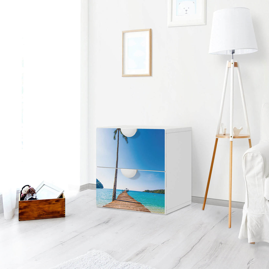 Klebefolie für Möbel Caribbean - IKEA Smastad Kommode - 2 Schubladen - Kinderzimmer