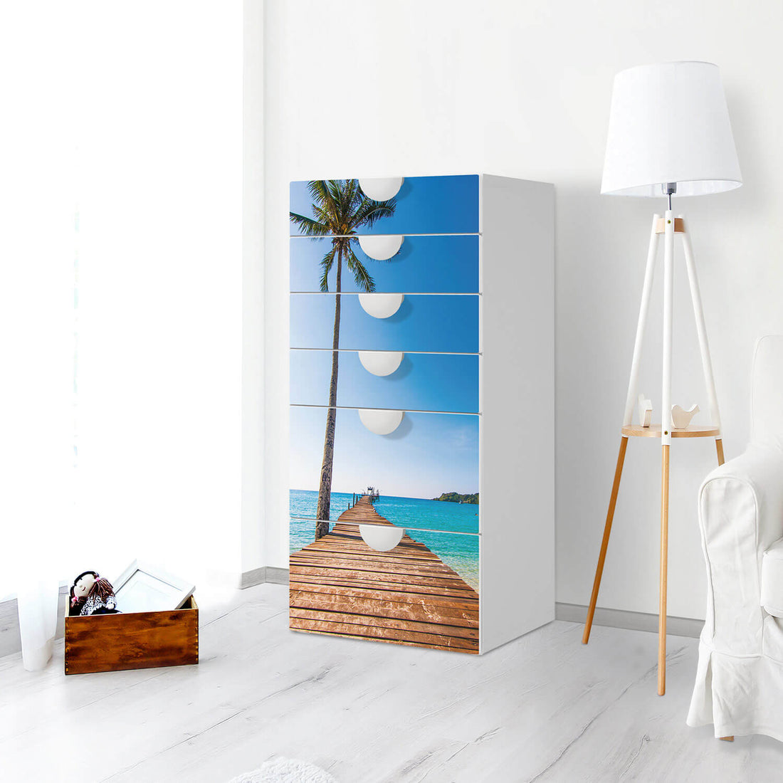 Klebefolie für Möbel Caribbean - IKEA Smastad Kommode - 6 Schubladen - Kinderzimmer
