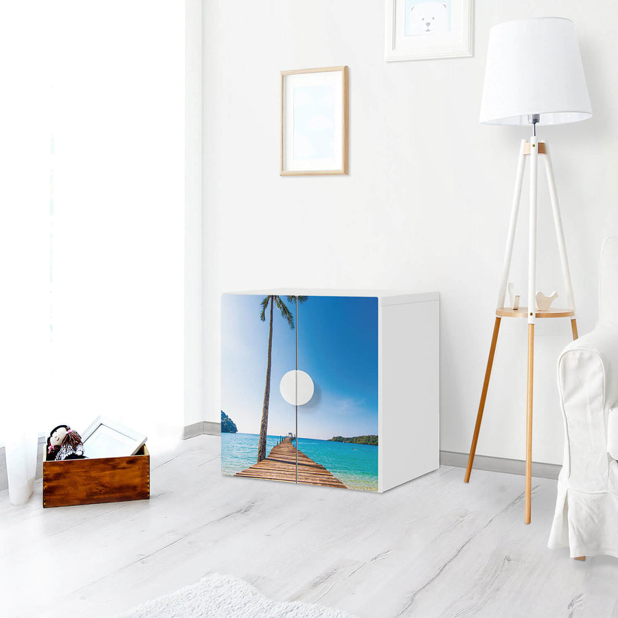 Selbstklebende Folie Caribbean - IKEA Smastad Schrank - 2 kleine Türen - Kinderzimmer