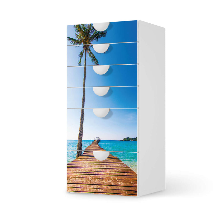 Klebefolie für Möbel Caribbean - IKEA Smastad Kommode - 6 Schubladen  - weiss