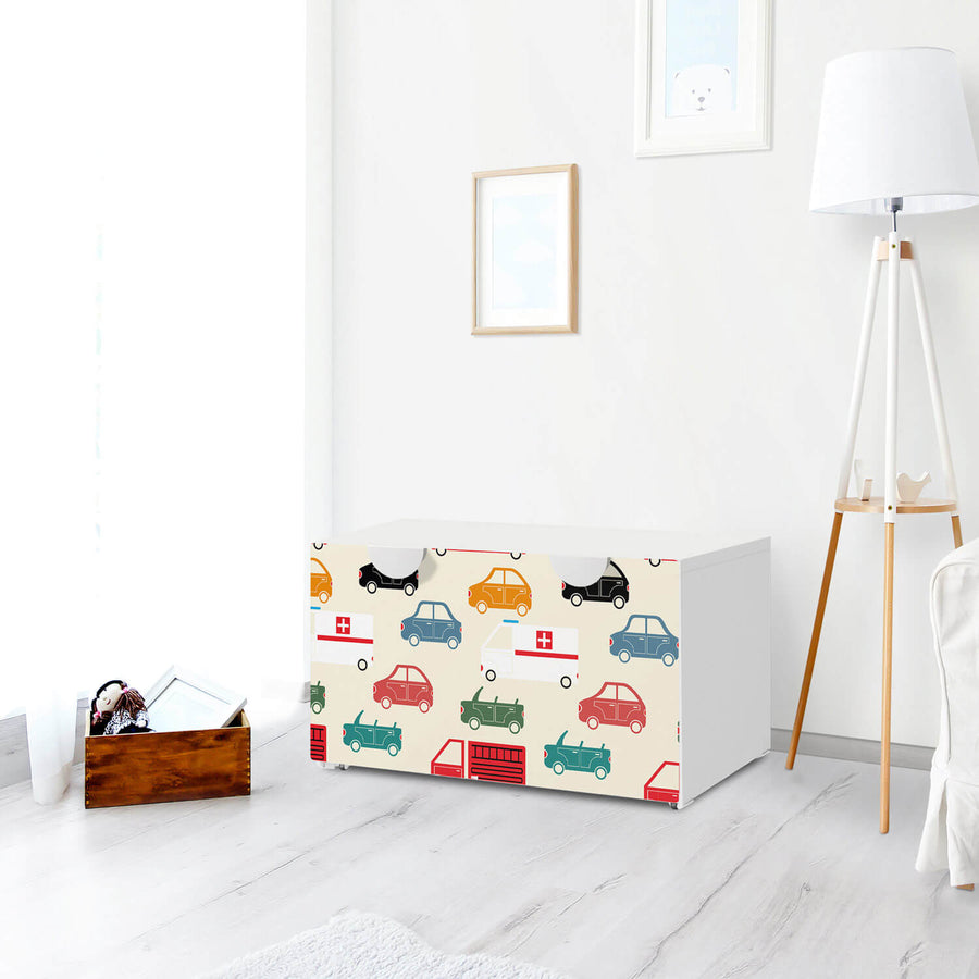 Möbelfolie Cars - IKEA Smastad Bank mit Kasten - Kinderzimmer