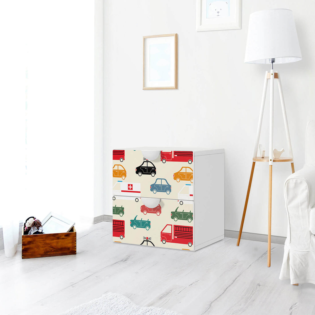 Klebefolie für Möbel Cars - IKEA Smastad Kommode - 2 Schubladen - Kinderzimmer