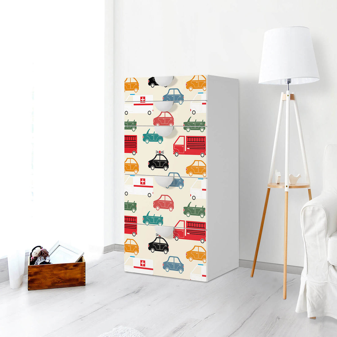 Möbel Klebefolie Cars - IKEA Smastad Kommode - 5 Schubladen - Kinderzimmer