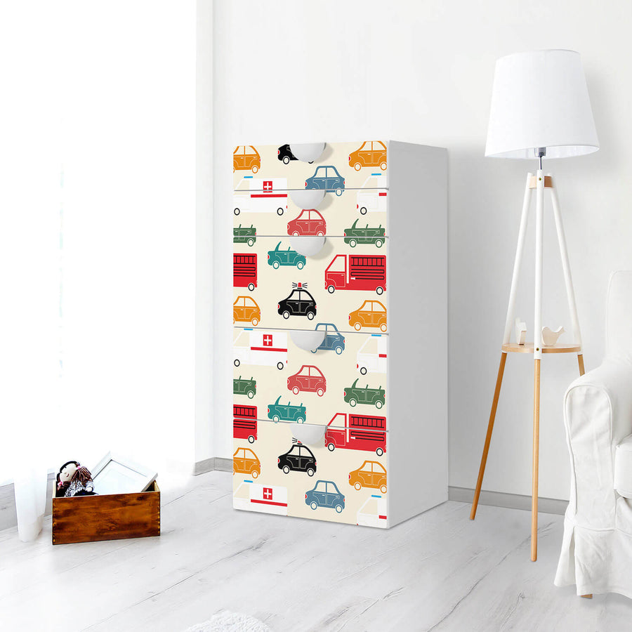 Möbel Klebefolie Cars - IKEA Smastad Kommode - 5 Schubladen - Kinderzimmer