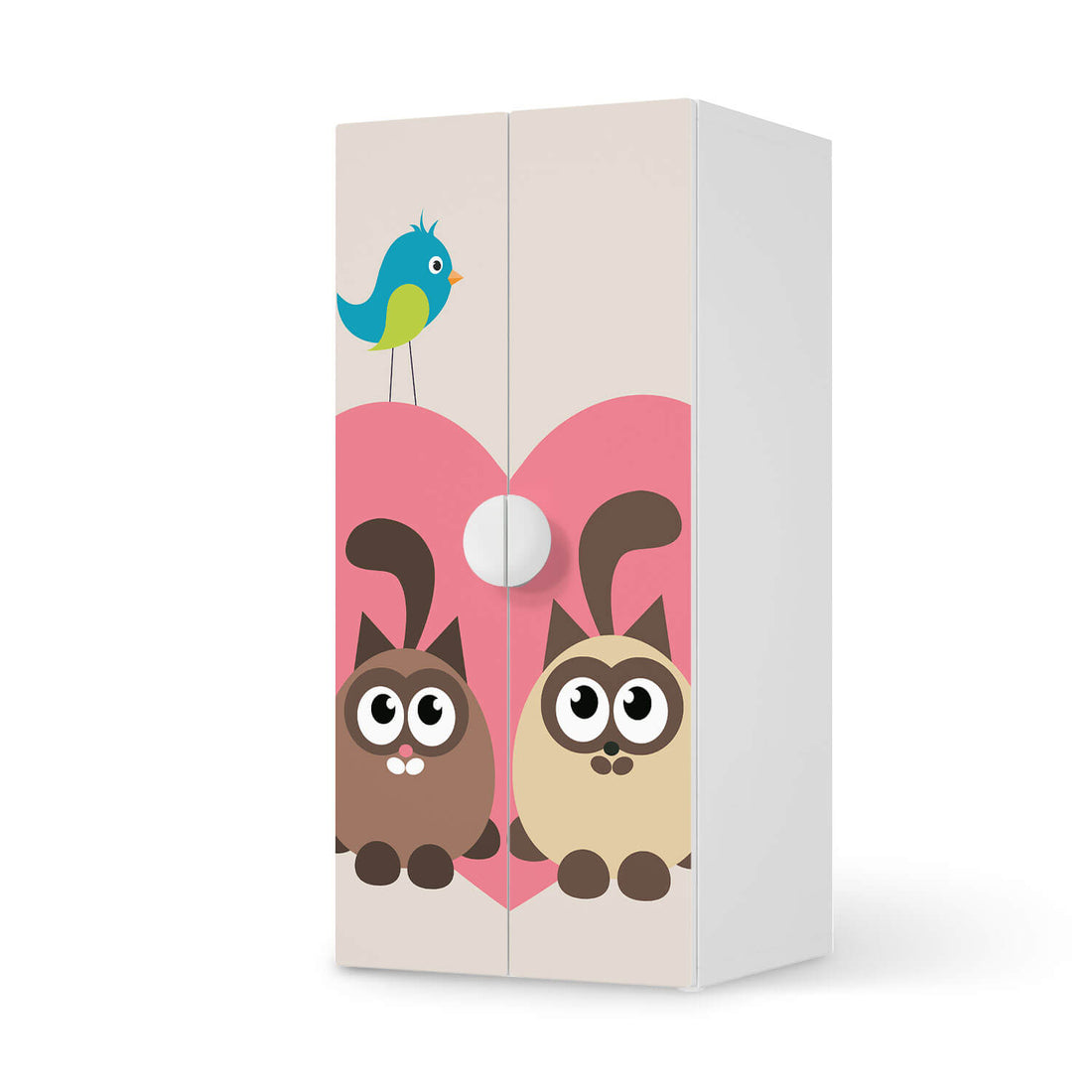 Möbelfolie Cats Heart - IKEA Smastad Schrank - 2 große Türen  - weiss