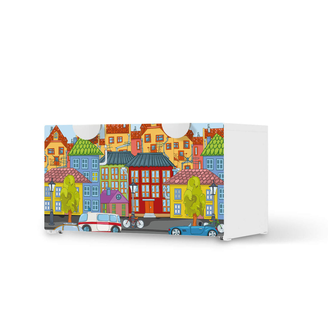 Möbelfolie City Life - IKEA Smastad Bank mit Kasten  - weiss