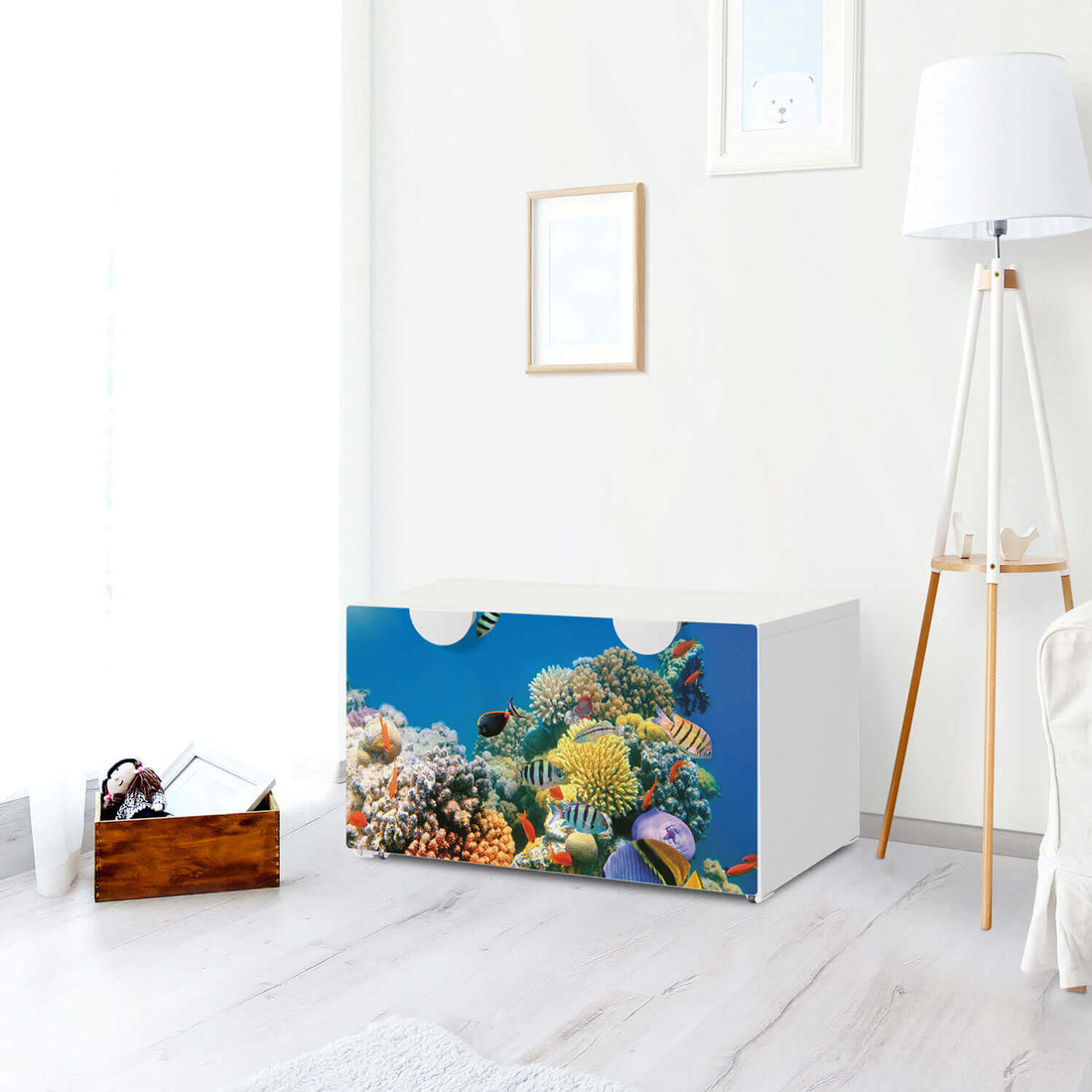 Möbelfolie Coral Reef - IKEA Smastad Bank mit Kasten - Kinderzimmer