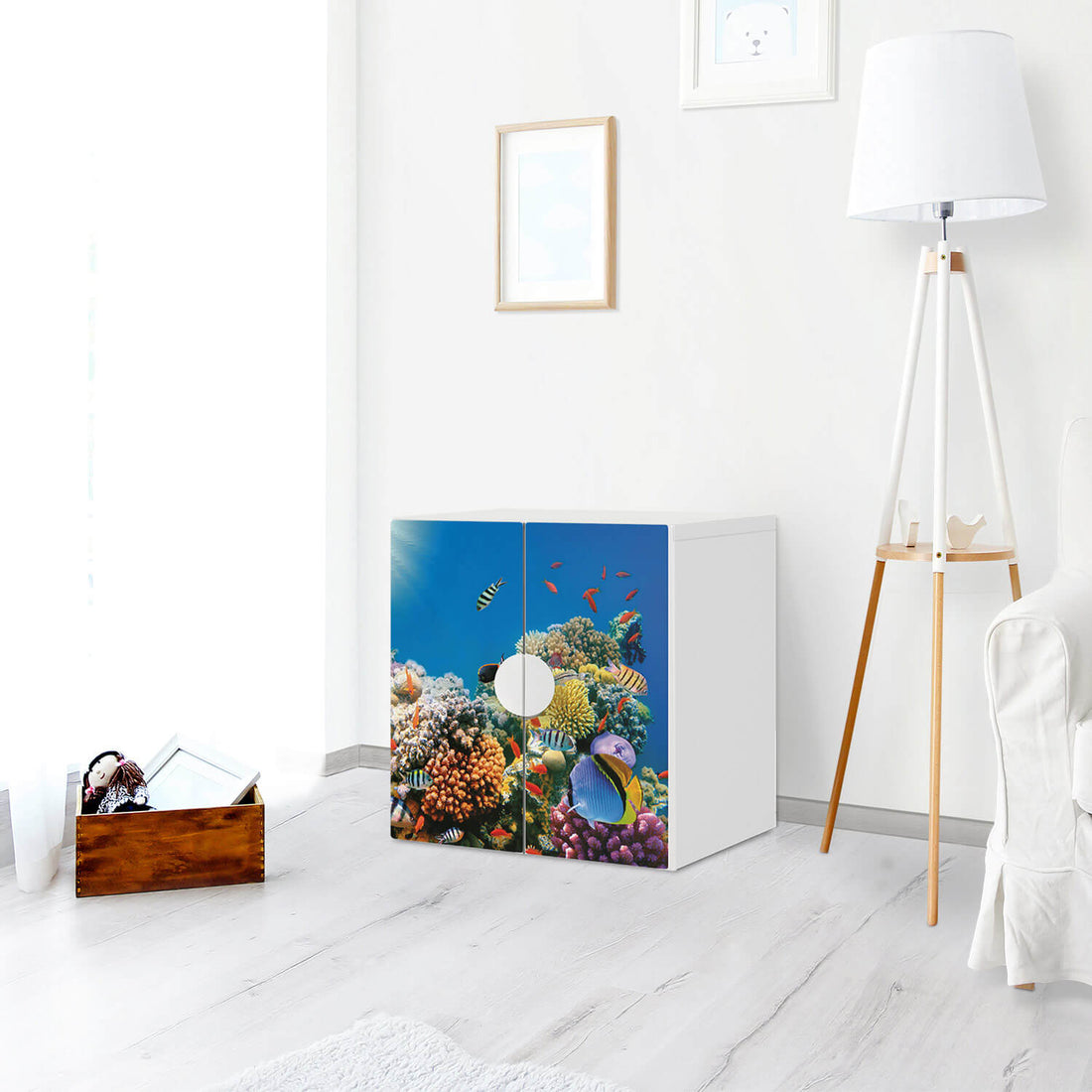 Selbstklebende Folie Coral Reef - IKEA Smastad Schrank - 2 kleine Türen - Kinderzimmer