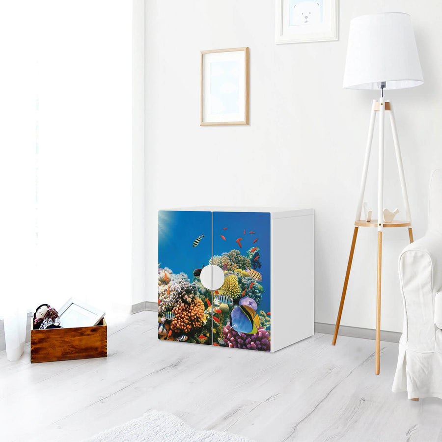 Selbstklebende Folie Coral Reef - IKEA Smastad Schrank - 2 kleine Türen - Kinderzimmer