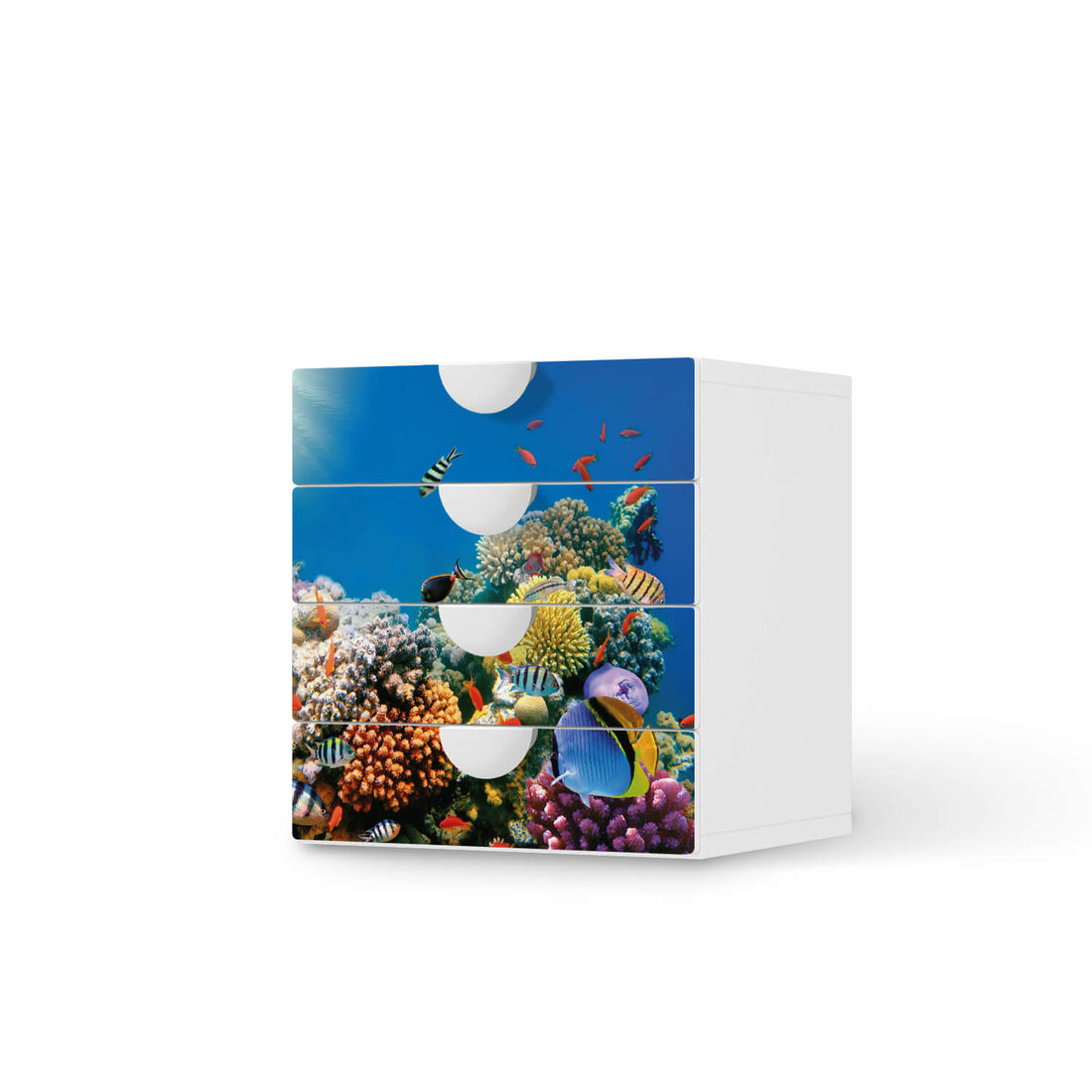 Klebefolie Coral Reef - IKEA Smastad Kommode - 4 Schubladen  - weiss