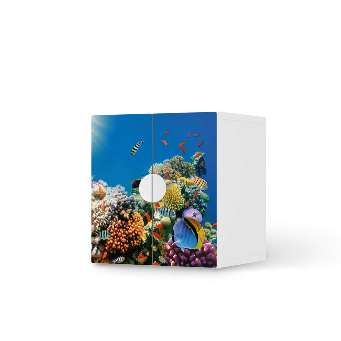 Selbstklebende Folie Coral Reef - IKEA Smastad Schrank - 2 kleine Türen  - weiss
