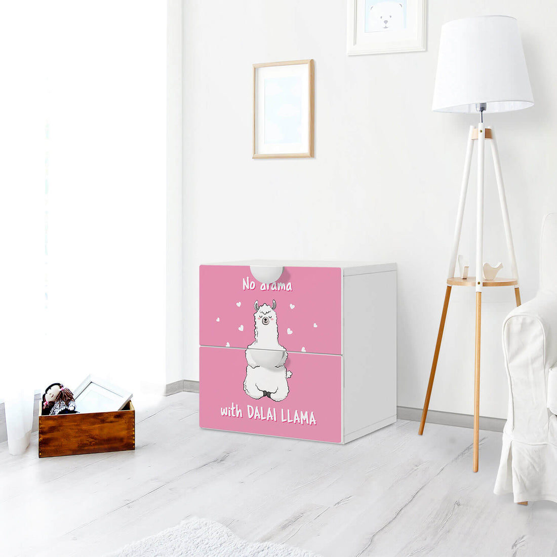 Klebefolie für Möbel Dalai Llama - IKEA Smastad Kommode - 2 Schubladen - Kinderzimmer