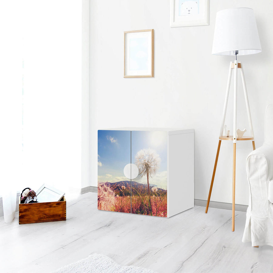 Selbstklebende Folie Dandelion - IKEA Smastad Schrank - 2 kleine Türen - Kinderzimmer