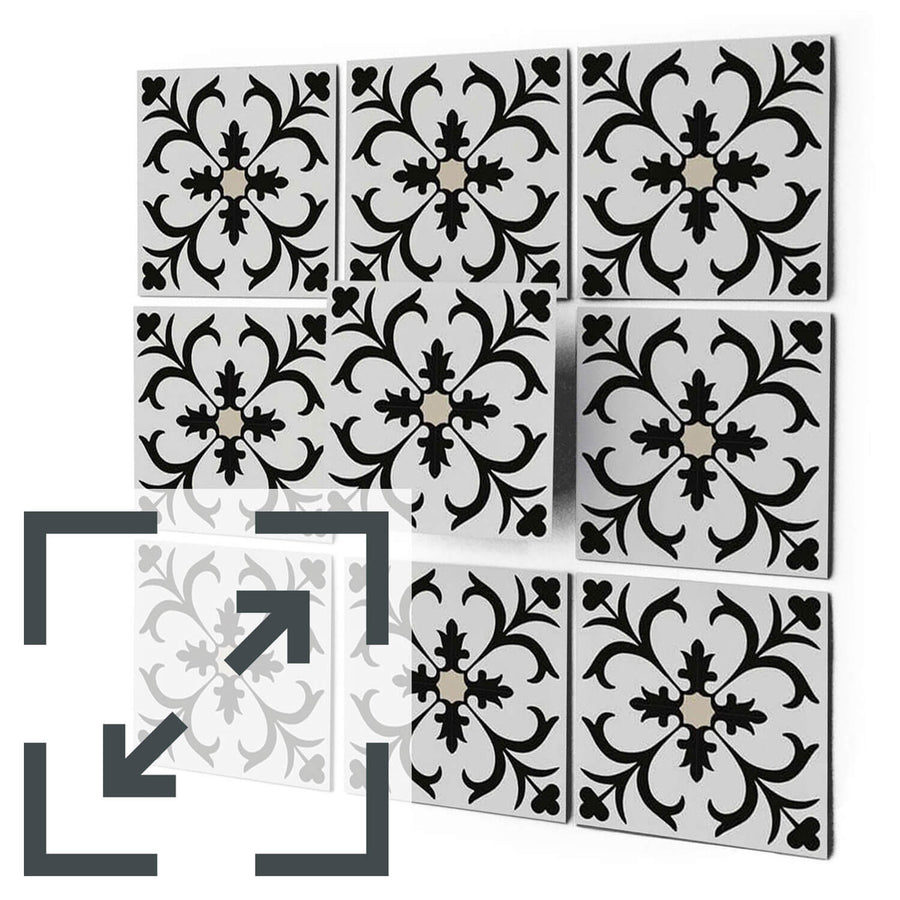 Fliesenaufkleber Eigenes Maß Main - Black Flower Pattern