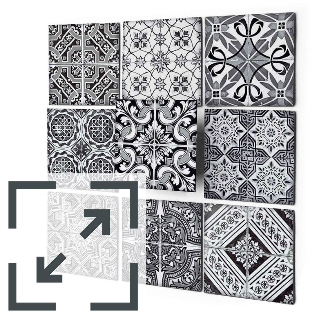 Fliesenaufkleber Eigenes Maß Main - Black n White