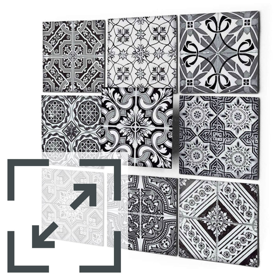 Fliesenaufkleber Eigenes Maß Main - Black n White