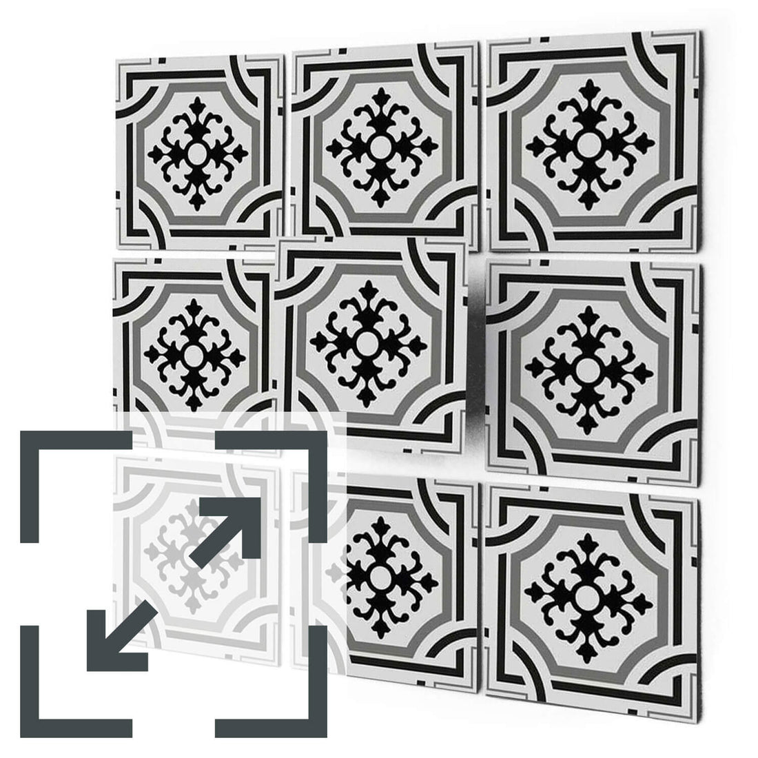 Fliesenaufkleber Eigenes Maß Main - Grey ornaments