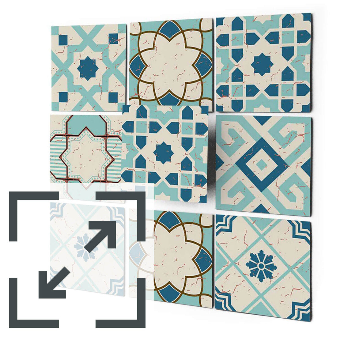 Fliesenaufkleber Eigenes Maß Main - Mediterranean Tile Set - Emerald Green