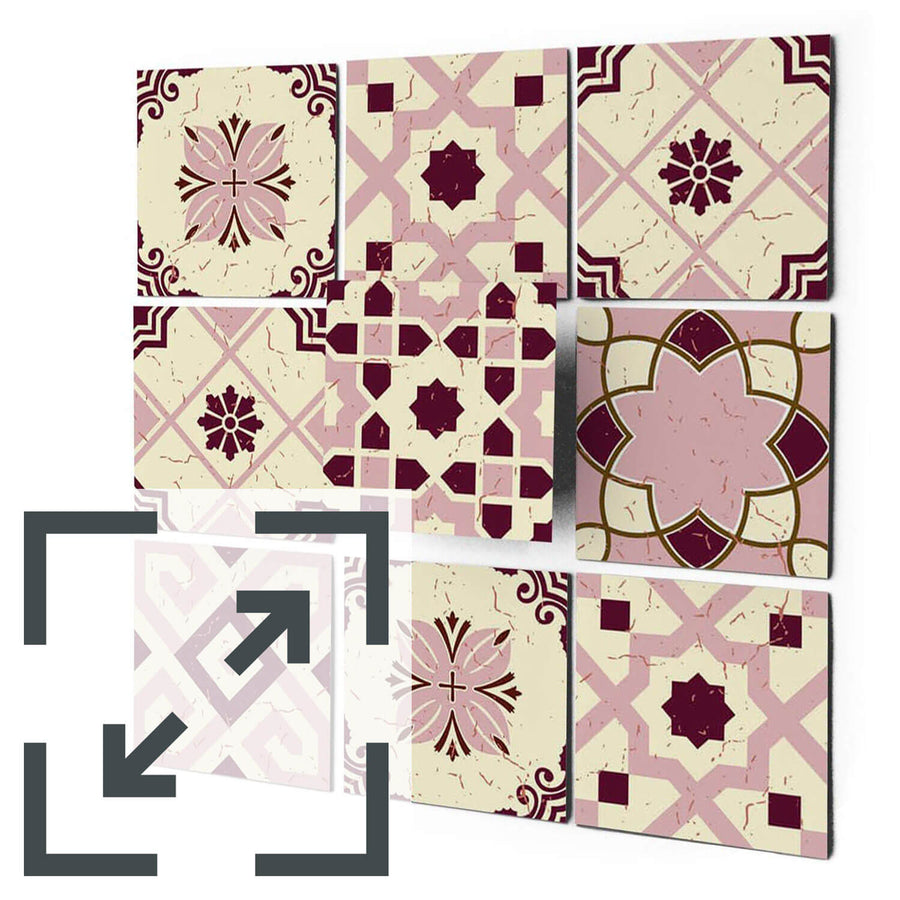 Fliesenaufkleber Eigenes Maß Main - Mediterranean Tile Set - Red Purple