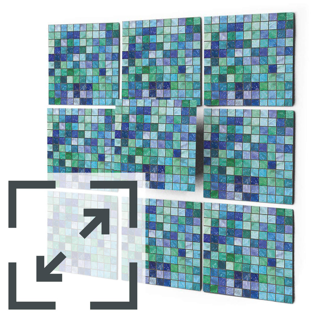 Fliesenaufkleber Eigenes Maß Main - Mosaik Grün-Blau
