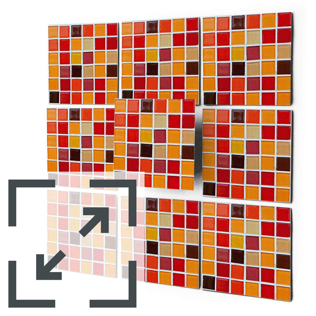 Fliesenaufkleber Eigenes Maß Main - Mosaik Rot-Orange