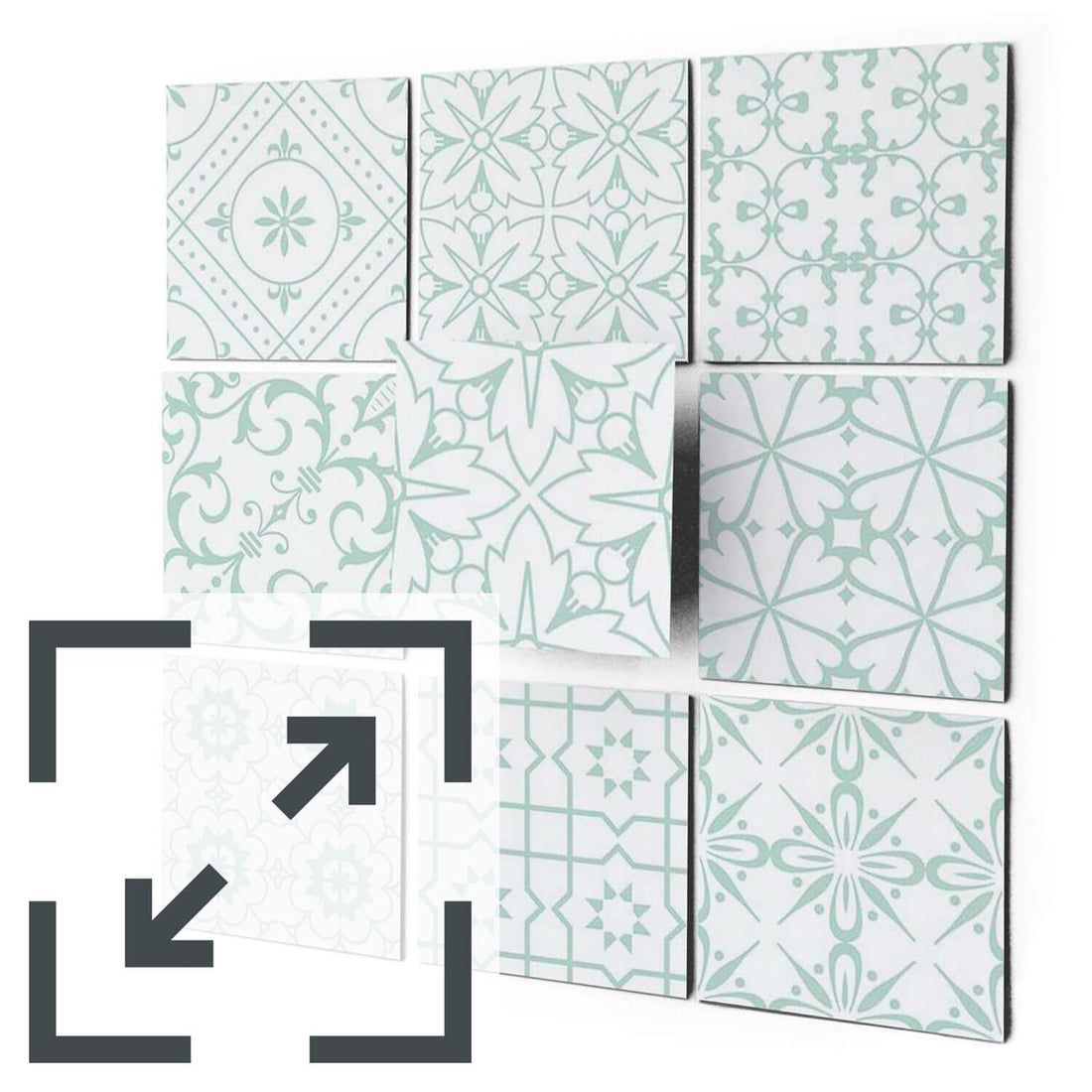 Fliesenaufkleber Eigenes Maß Main - Türkise Ornamente