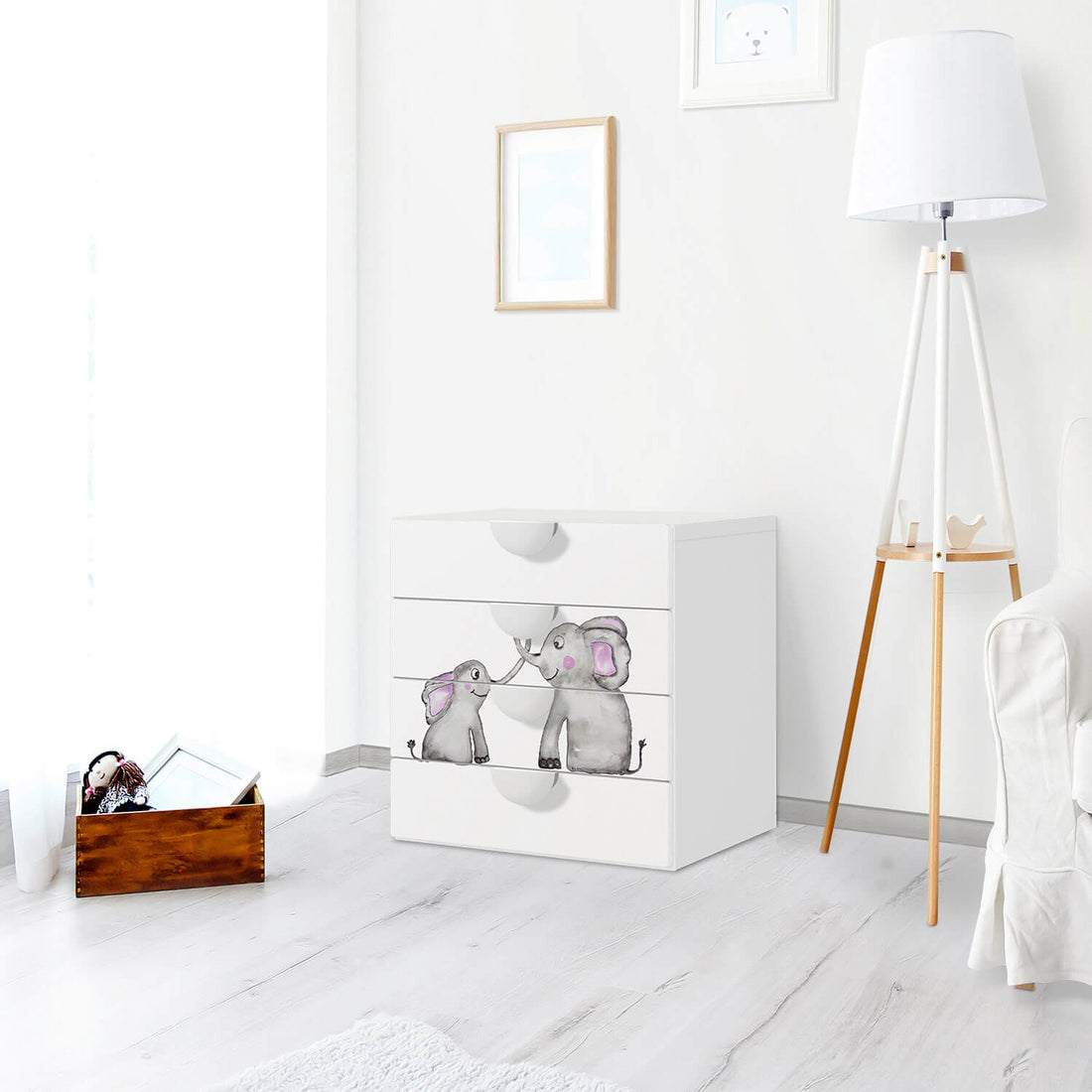 Klebefolie Elefanten - IKEA Smastad Kommode - 4 Schubladen - Kinderzimmer