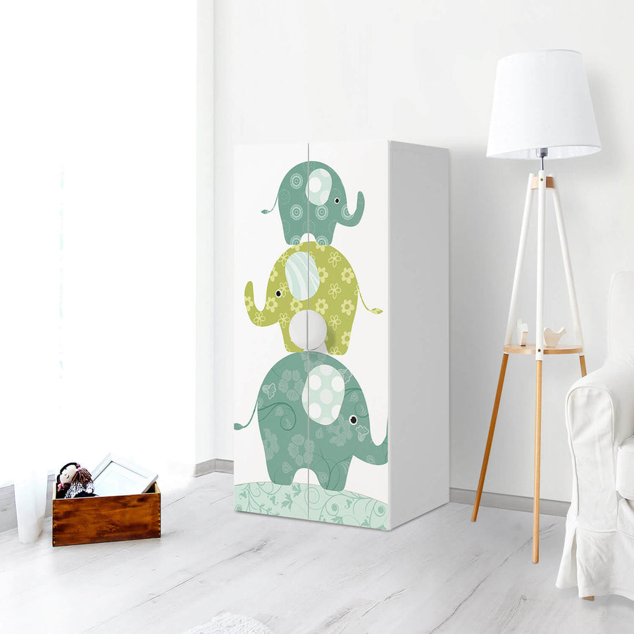 Möbelfolie Elephants - IKEA Smastad Schrank - 2 große Türen - Kinderzimmer